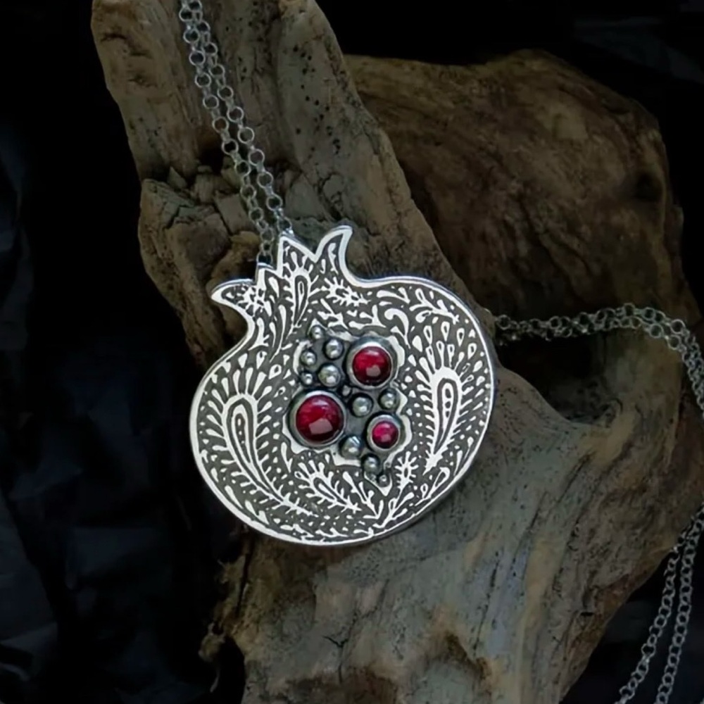 Fruit of the Dead~ Pomegranate Persephone Adonis Greek Gods Spinel Seed Necklace - Picture 3 of 11